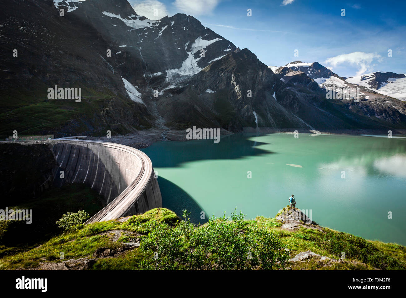 Mooserboden reservoir with Mooser dam, Kaprun, Austria Stock Photo