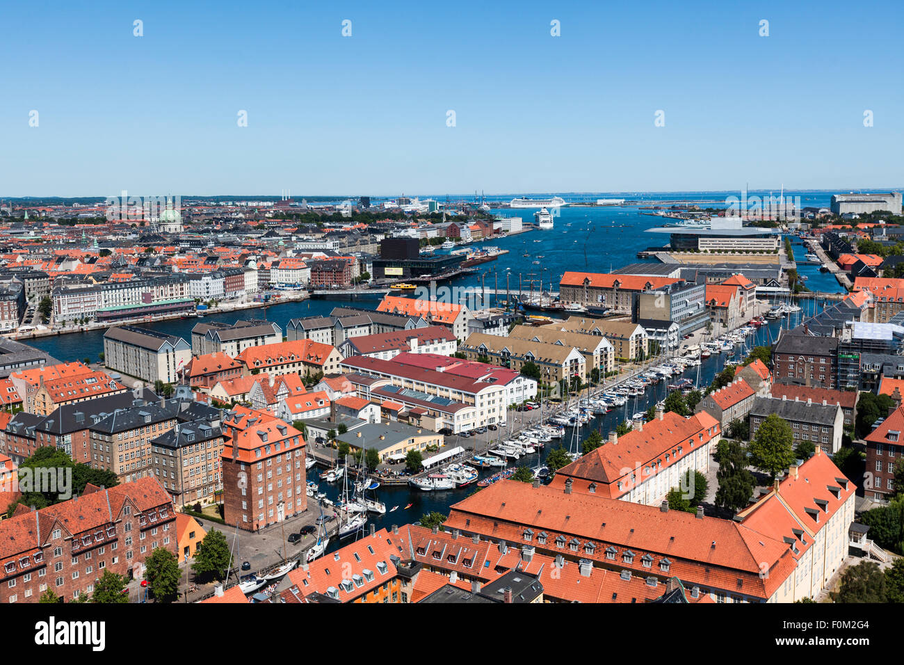 Christianshavns channel, the opera, the theater and the harbor, Copenhagen, Denmark Stock Photo