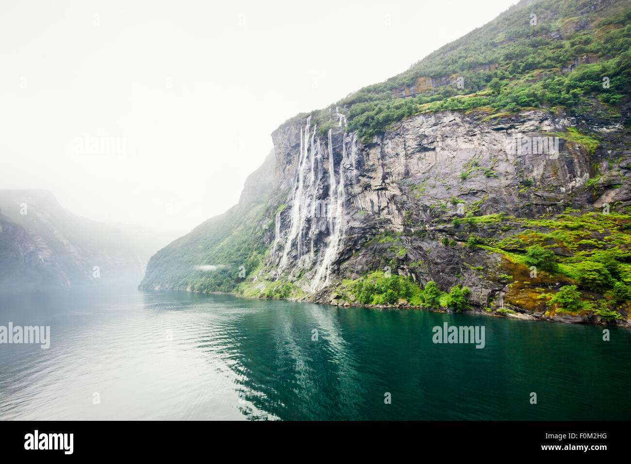 Waterfall 'The the Seven Sisters' in the Geirangerfjord, Norway Stock Photo