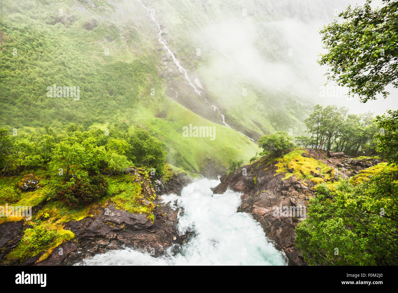Øvstebrufossen Waterfall, Norway Stock Photo