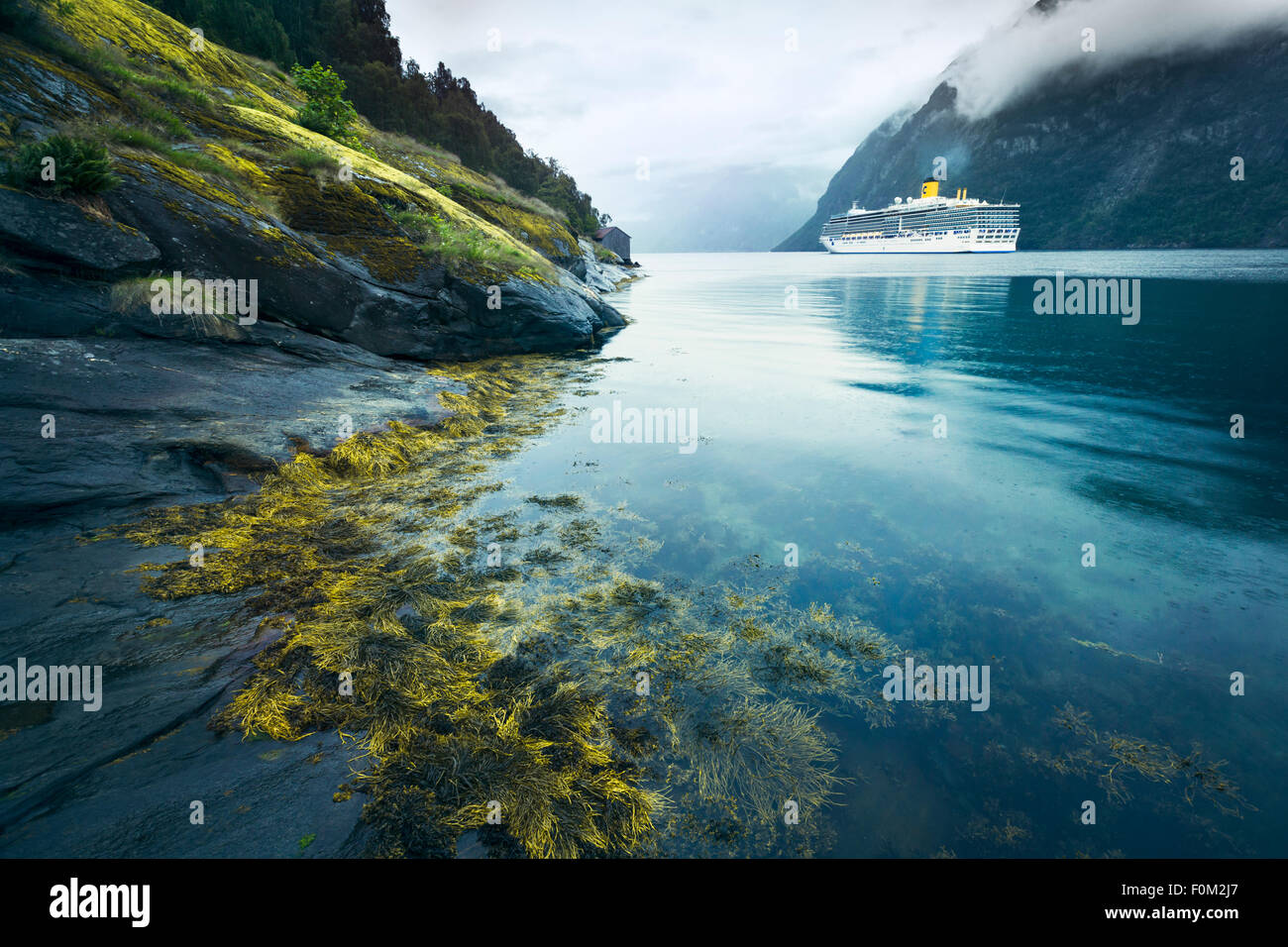 Cruise ship in the Sunnylvsfjord, Norway Stock Photo
