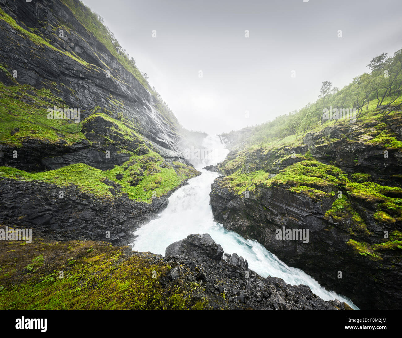 Kjosfossen waterfall, Norway Stock Photo