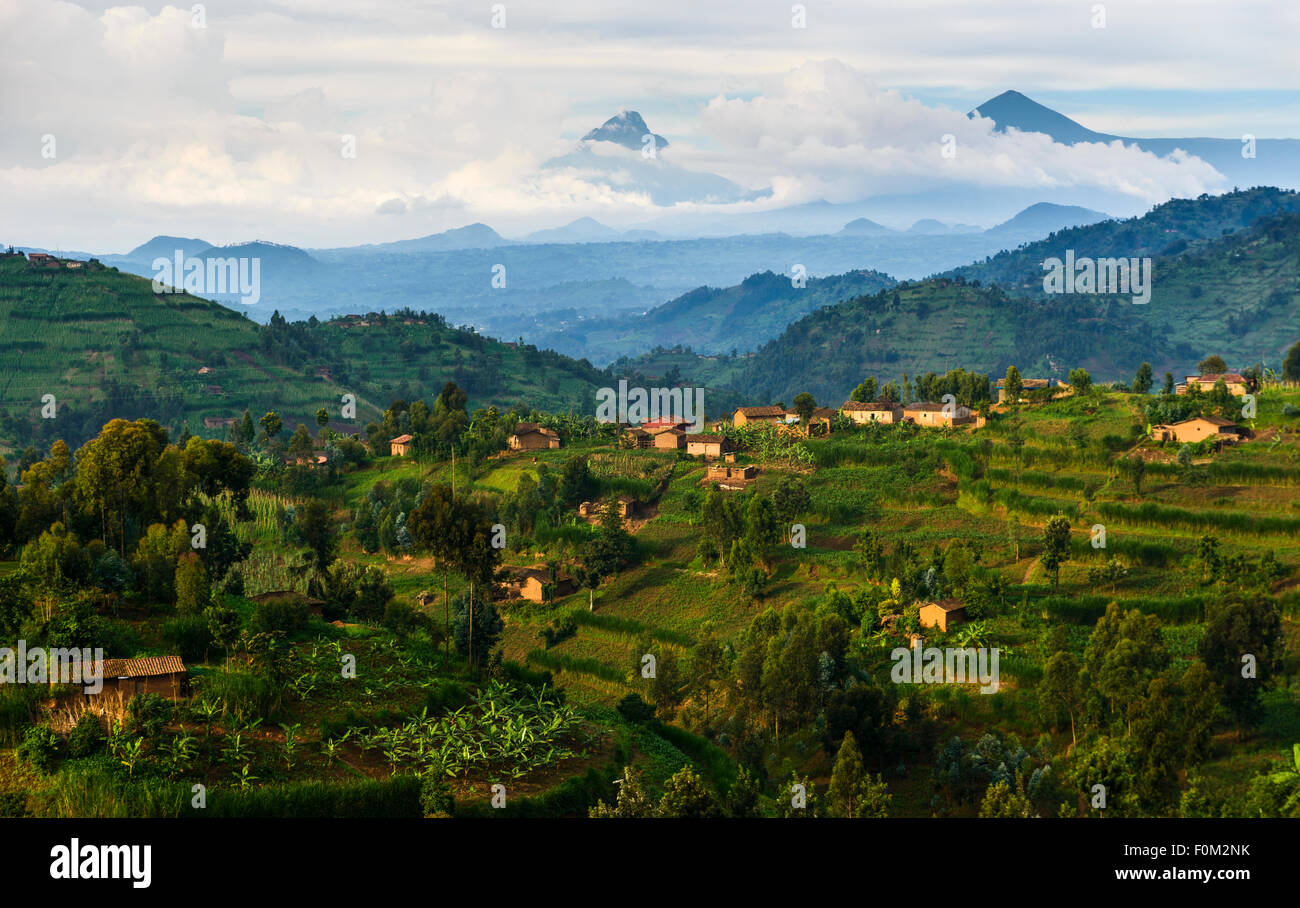 View of the Virungas, Rwanda, Africa Stock Photo