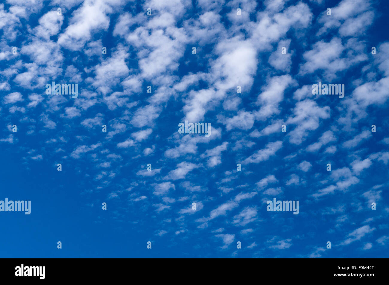 Cirrocumulus clouds spreading on blue sky Stock Photo