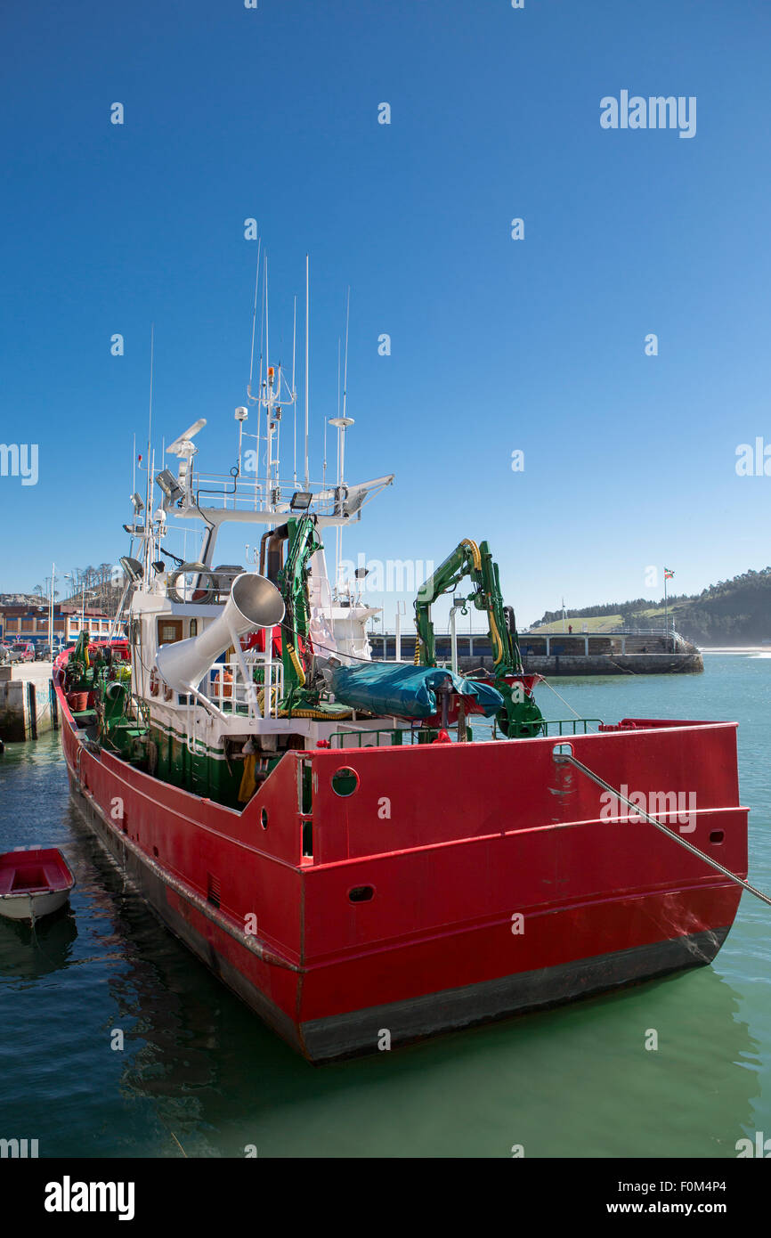 Big red fishing boat in the port of Lekeitio with blue sky, Bizkaia, Basque  Country, Spain Stock Photo - Alamy