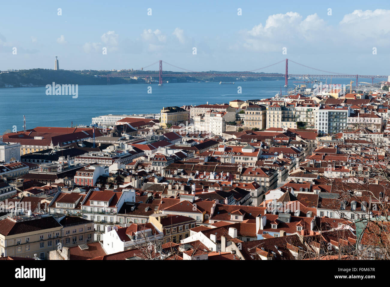 Lisbon, Portugal -December 28, 2013 . City of Lisbon in Portugal and Ponte 25 de Abril, view from above. Stock Photo
