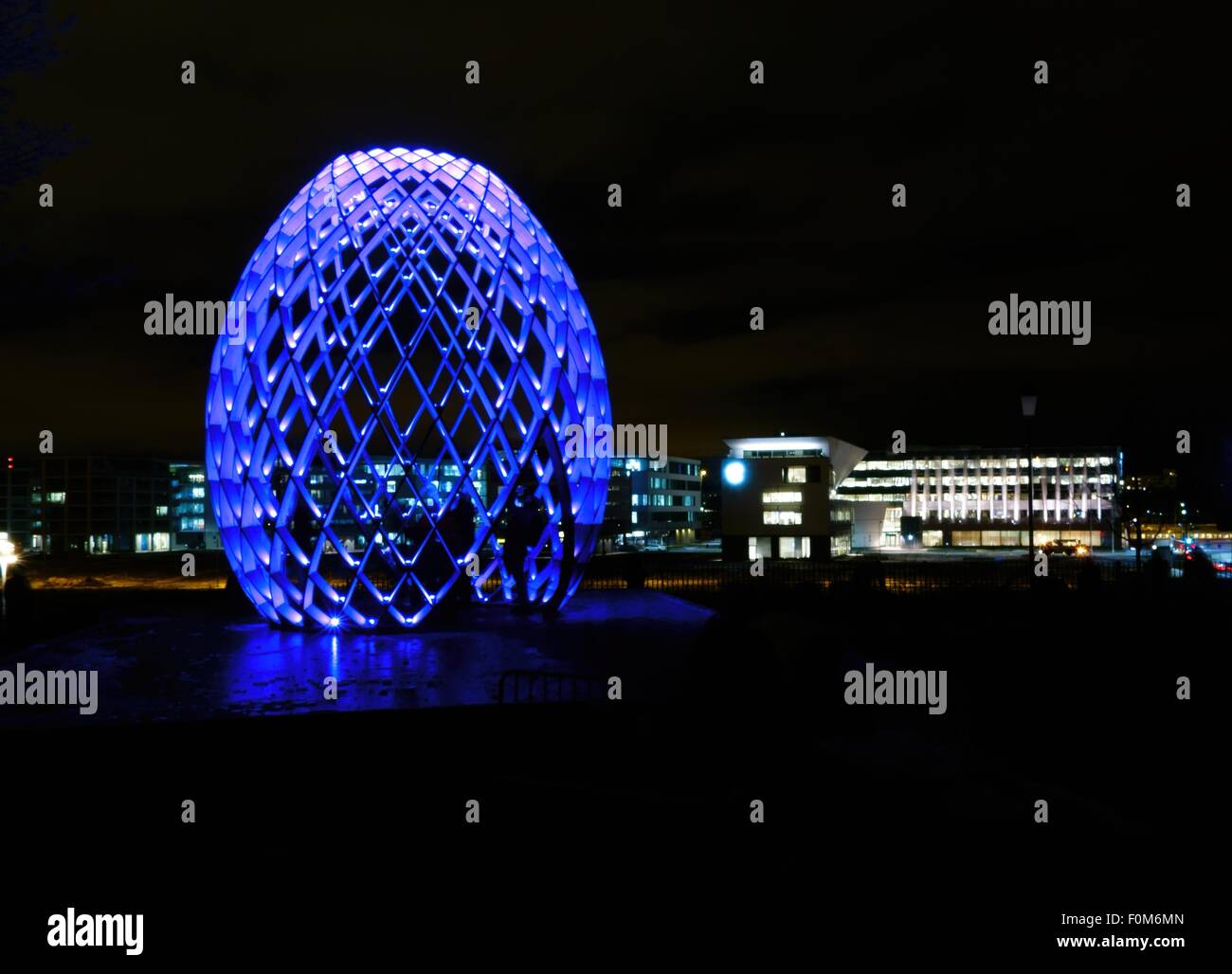 Light installation OVO at the Lux Helsinki 2015 light arts festival Stock Photo