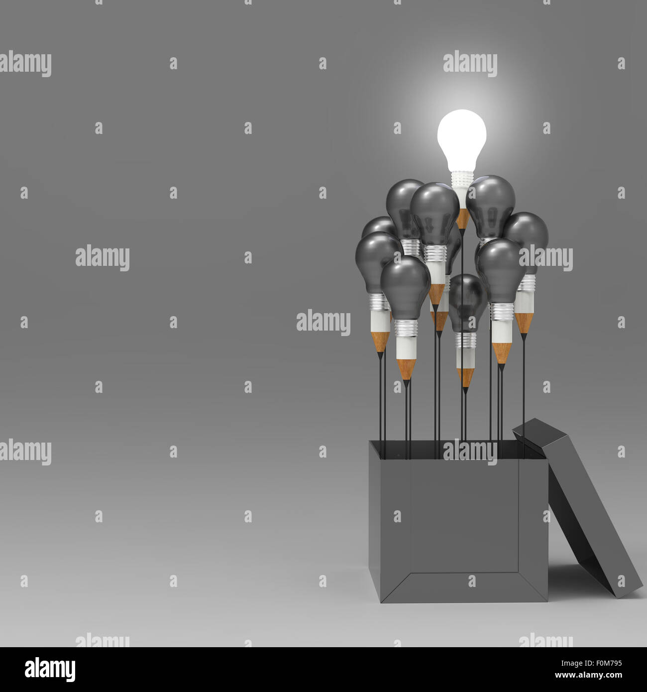 drawing idea pencil and light bulb concept outside the box as creative ...