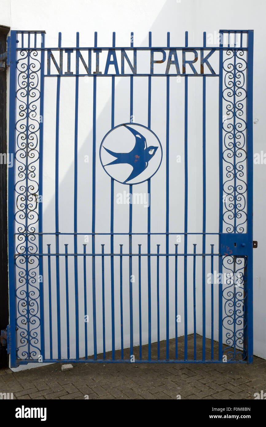Ninian Park Memorial Gates outside Cardiff City Stadium Stock Photo