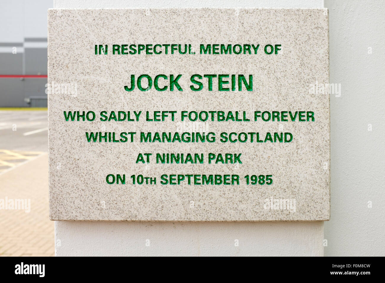 Jock Stein Plaque on the Ninian Park Memorial Gates outside Cardiff City Stadium Stock Photo