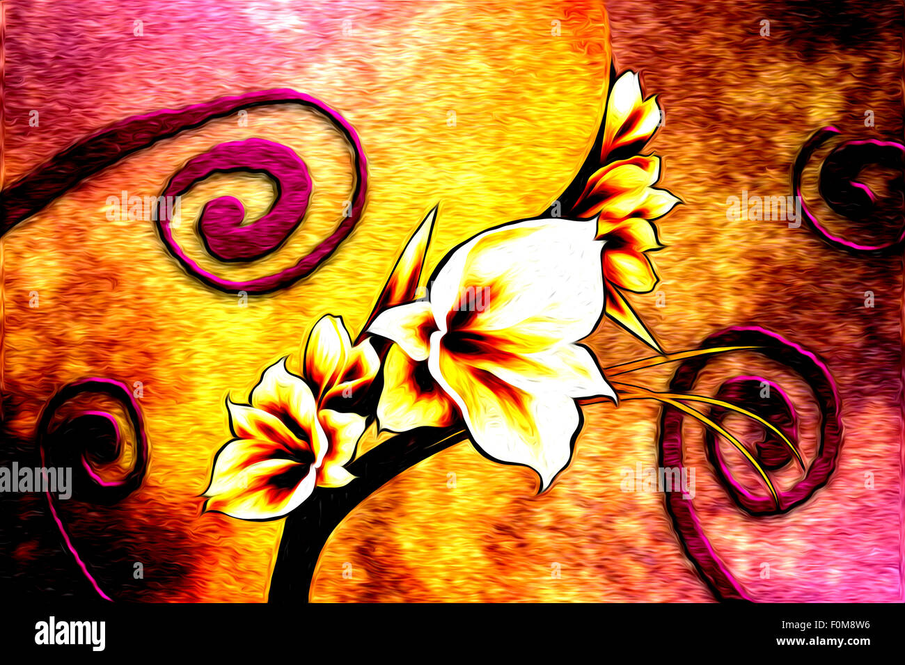Abstract flower oil painting Stock Photo - Alamy