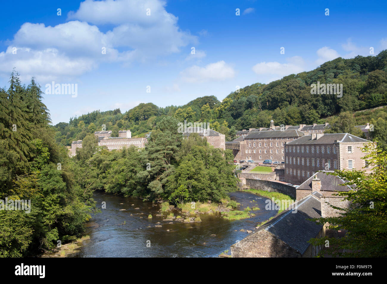 View of the New Lanark World Heritage Site, a cotton mill village run on the socialist principles of Robert Owen and built in the 18th Century Stock Photo