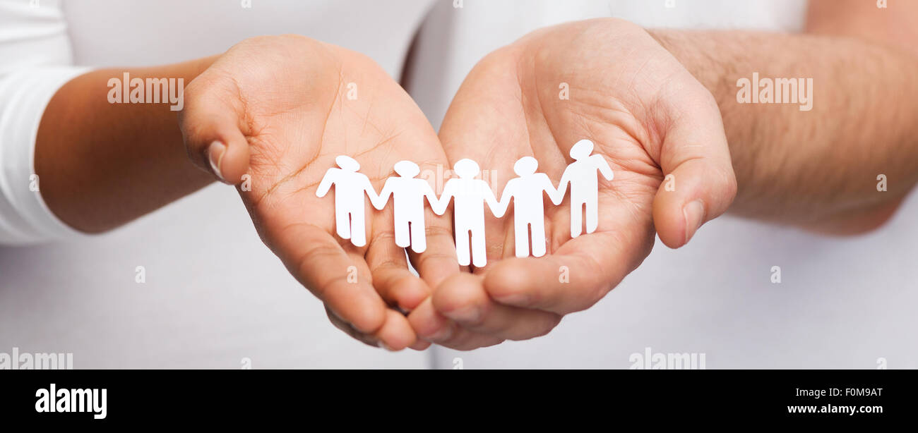 couple hands with paper team Stock Photo