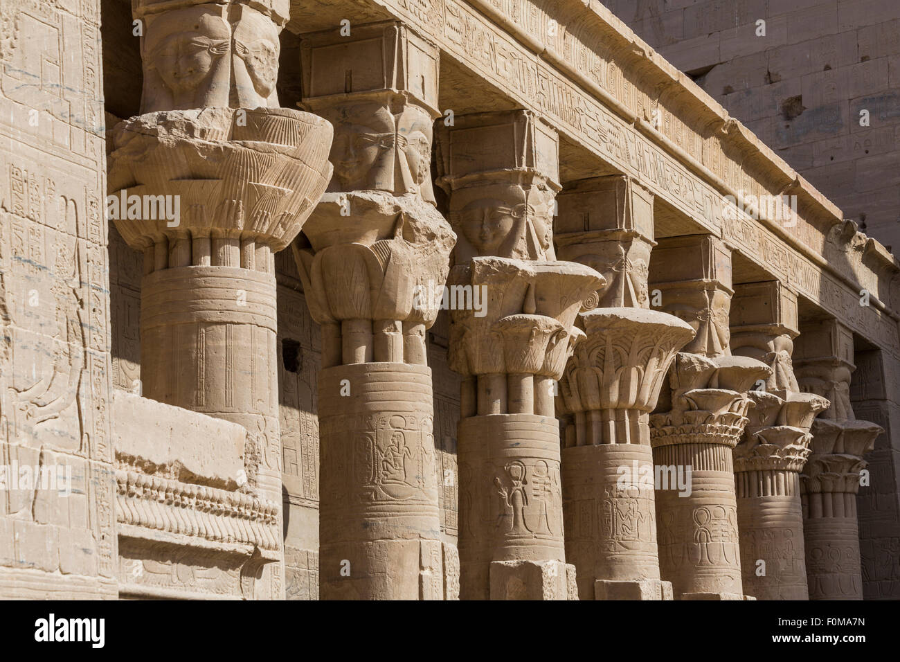 detail of forecourt, temple of Isis, Philae, Aswan, Egypt Stock Photo