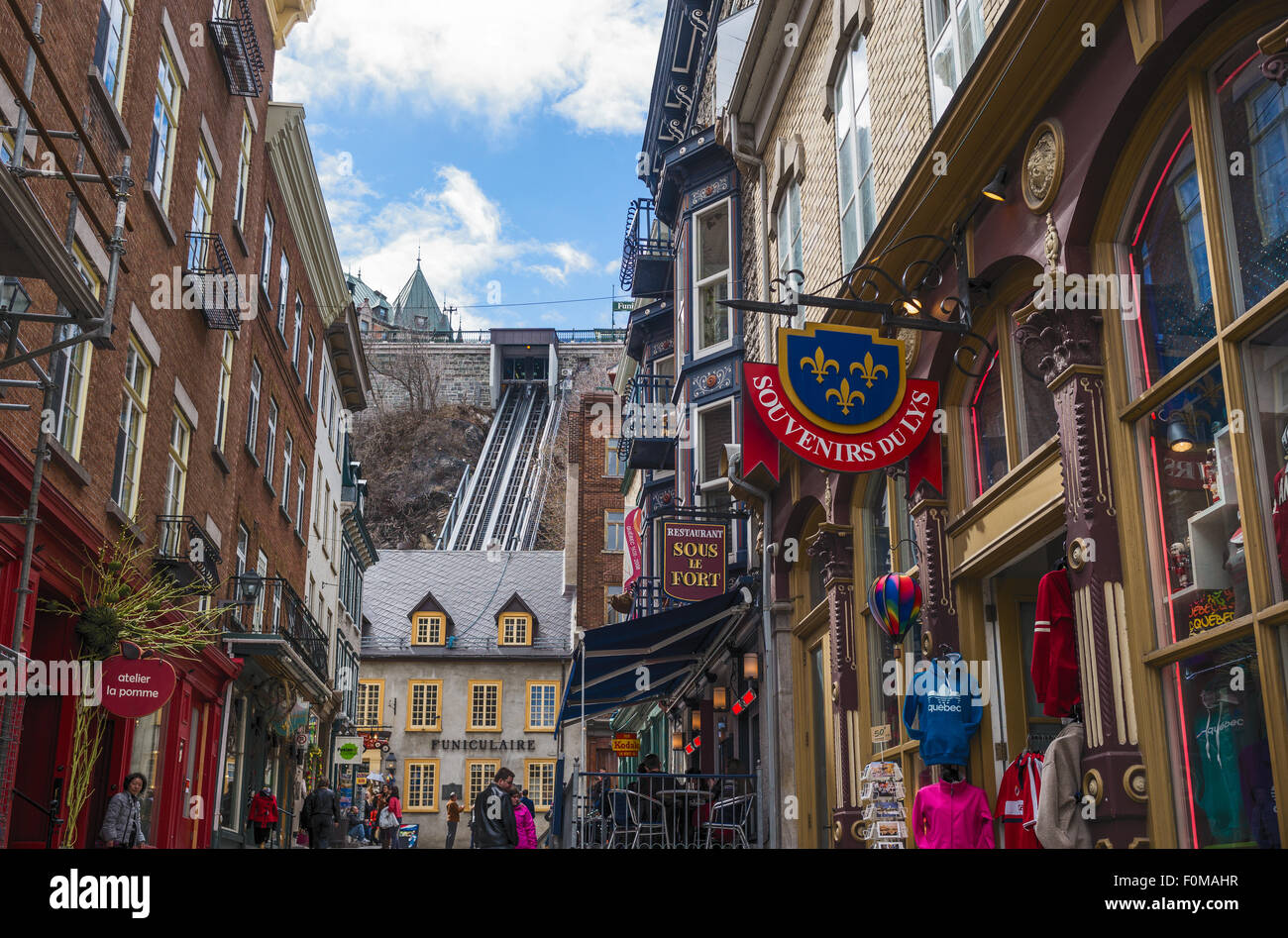 Quebec, Quebec city, thr funicular to the Governors promenade seen from the old town Stock Photo