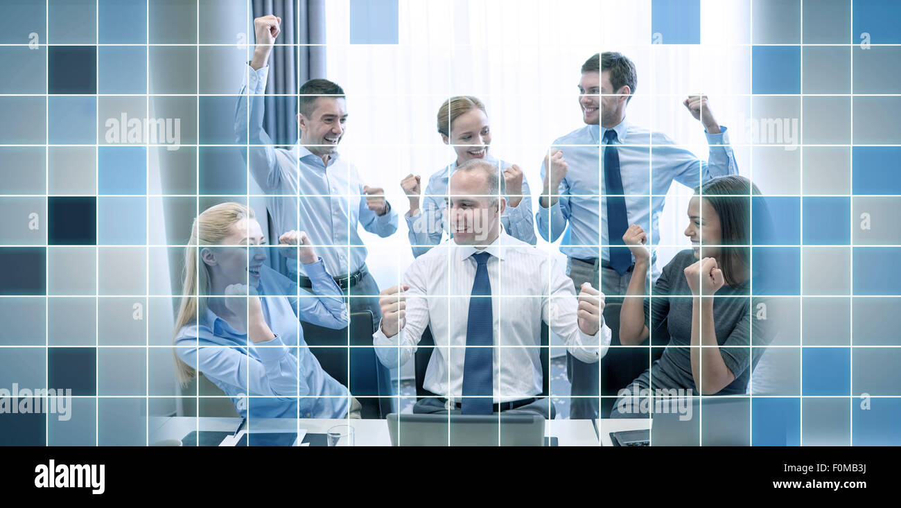 business people celebrating victory in office Stock Photo - Alamy