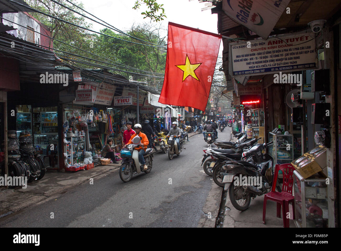 backstreet in hanoi's market area Stock Photo
