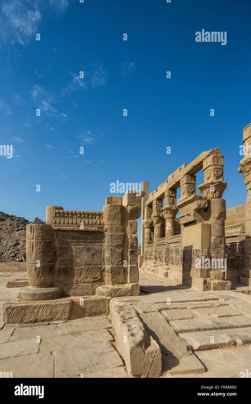 detail of temple of Isis, Philae, Aswan, Egypt Stock Photo