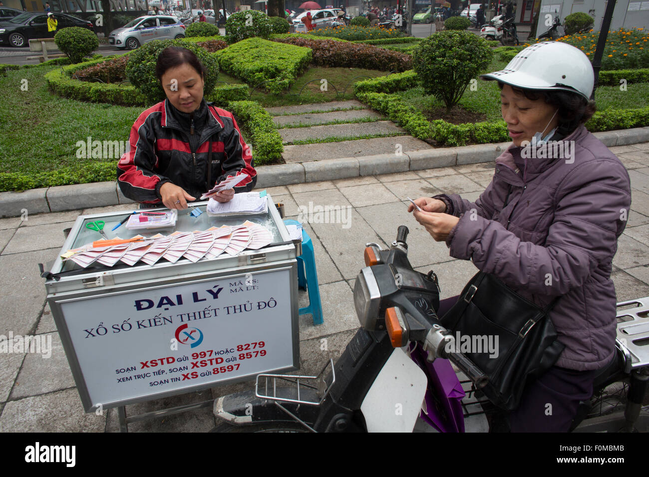 lottery seller in Hanoi, Vietnam Stock Photo