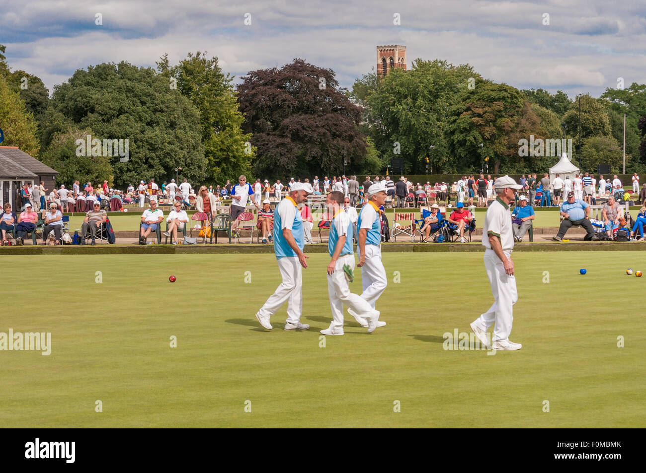 Players changing ends during a bowls match at the National Championships 2015. Stock Photo