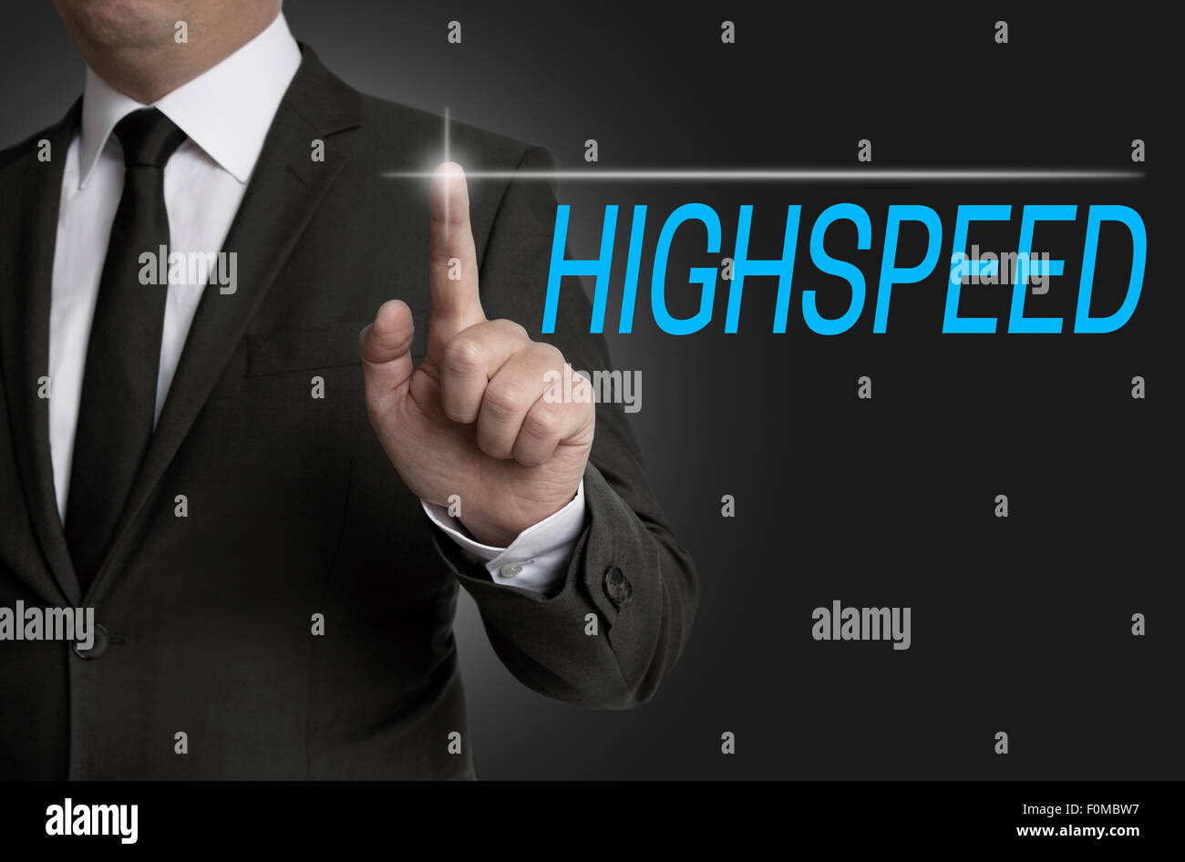 Highspeed Touchscreen is served by businessman. Stock Photo