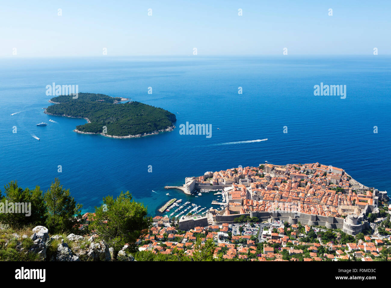 Elevated view of the city of Dubrovnik - location of King's Landing in the Game of Thrones movies Stock Photo
