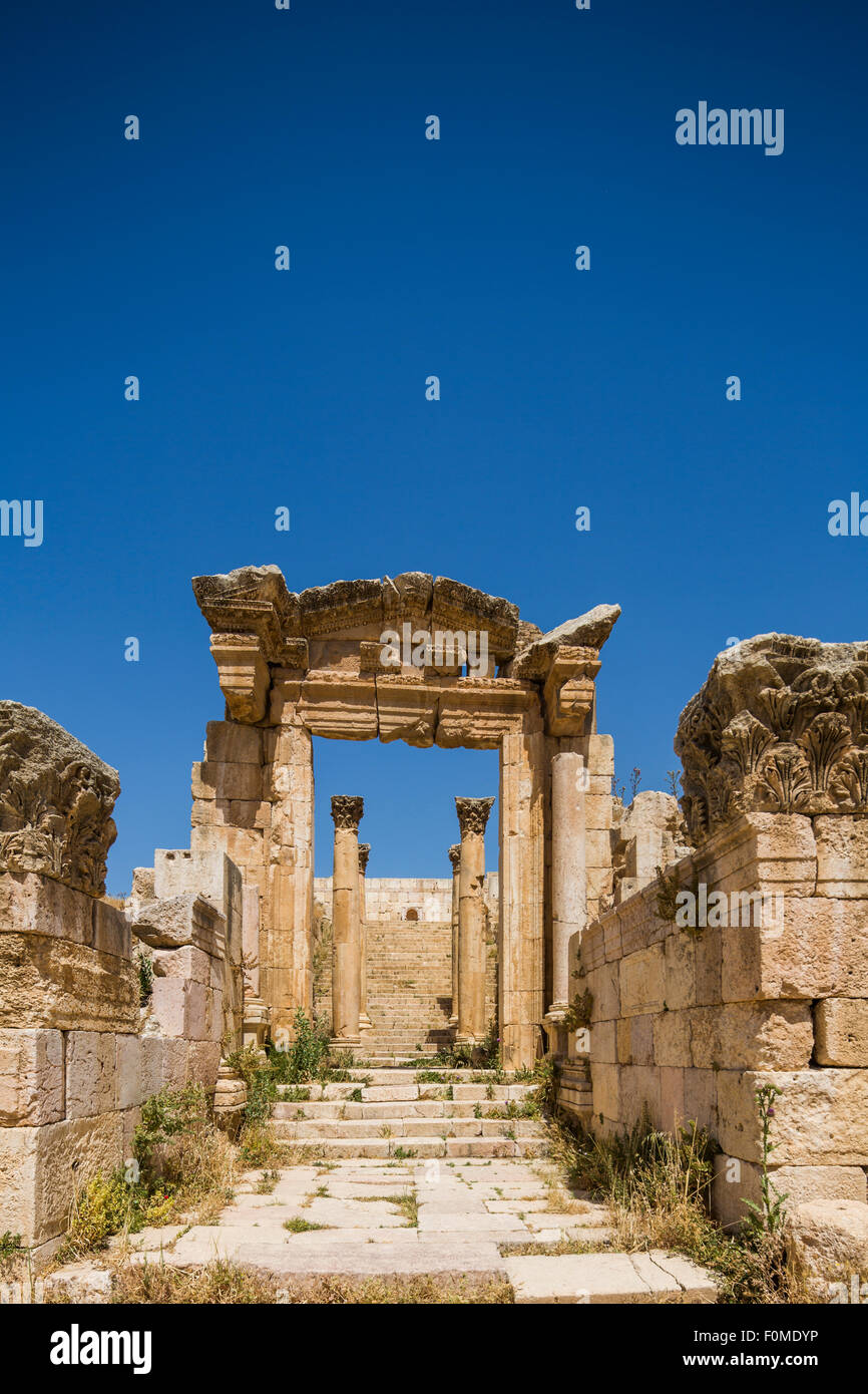 entrance to the cathedral, Jerash, Jordan Stock Photo