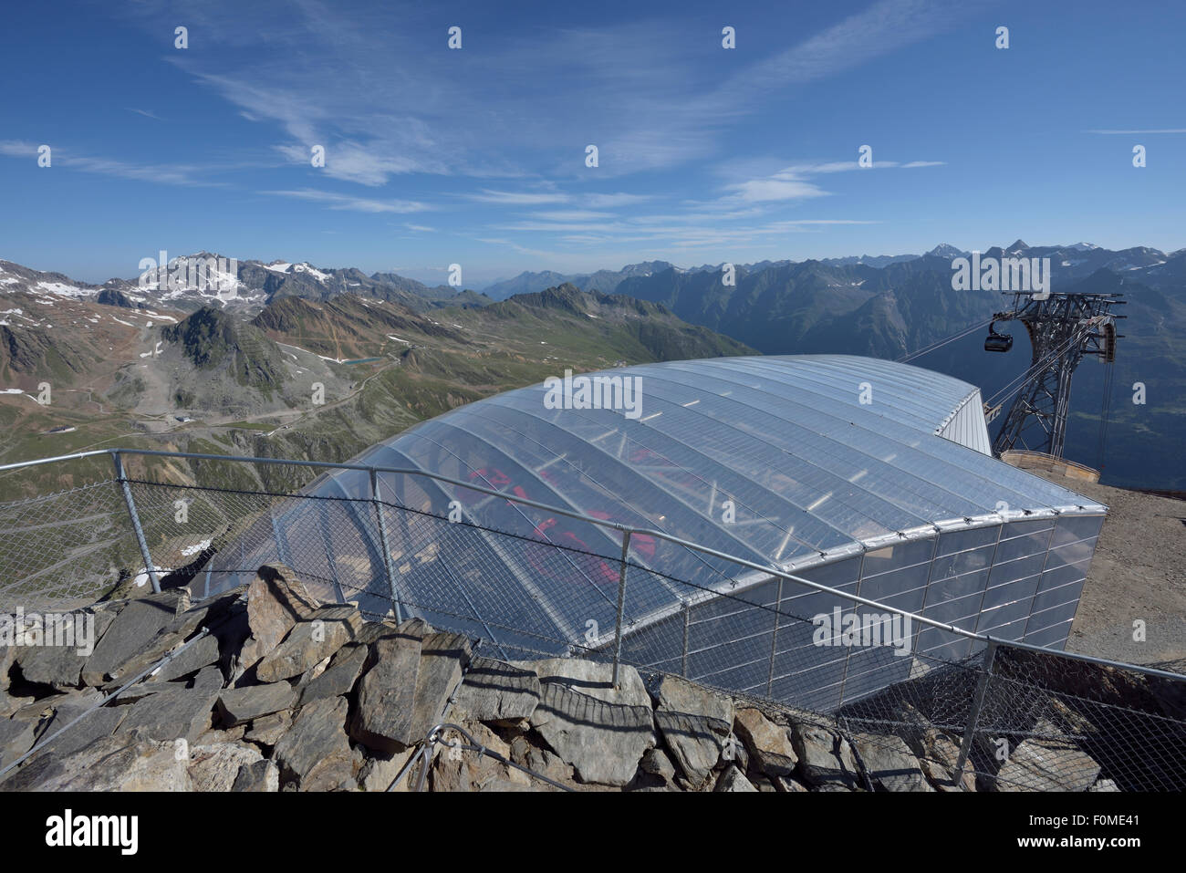 top station of Gaislachkogel cableway Soelden in summer ...