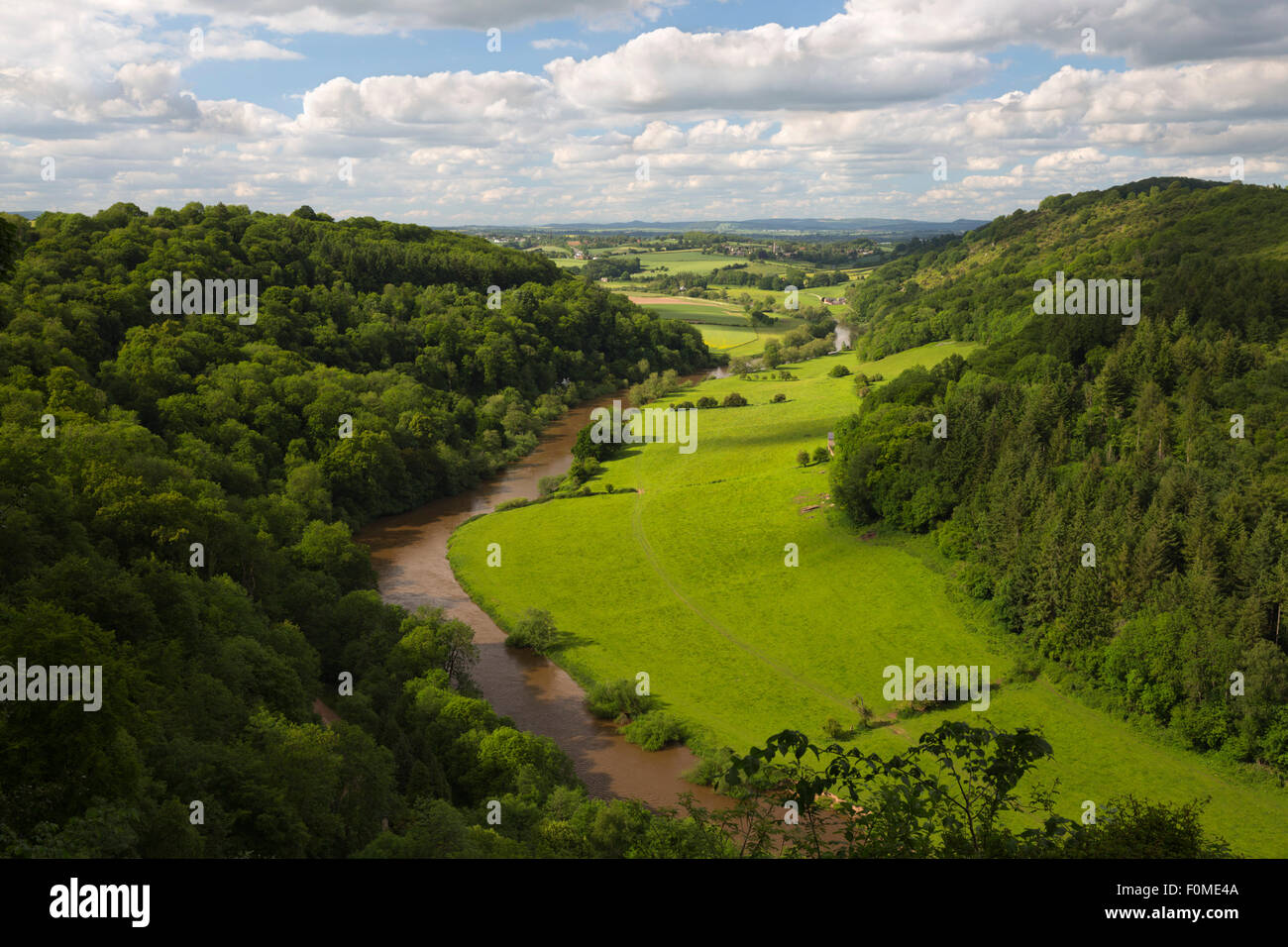 View over Wye Valley from Symonds Yat Rock, Symonds Yat, Forest of Dean, Herefordshire, England, United Kingdom, Europe Stock Photo