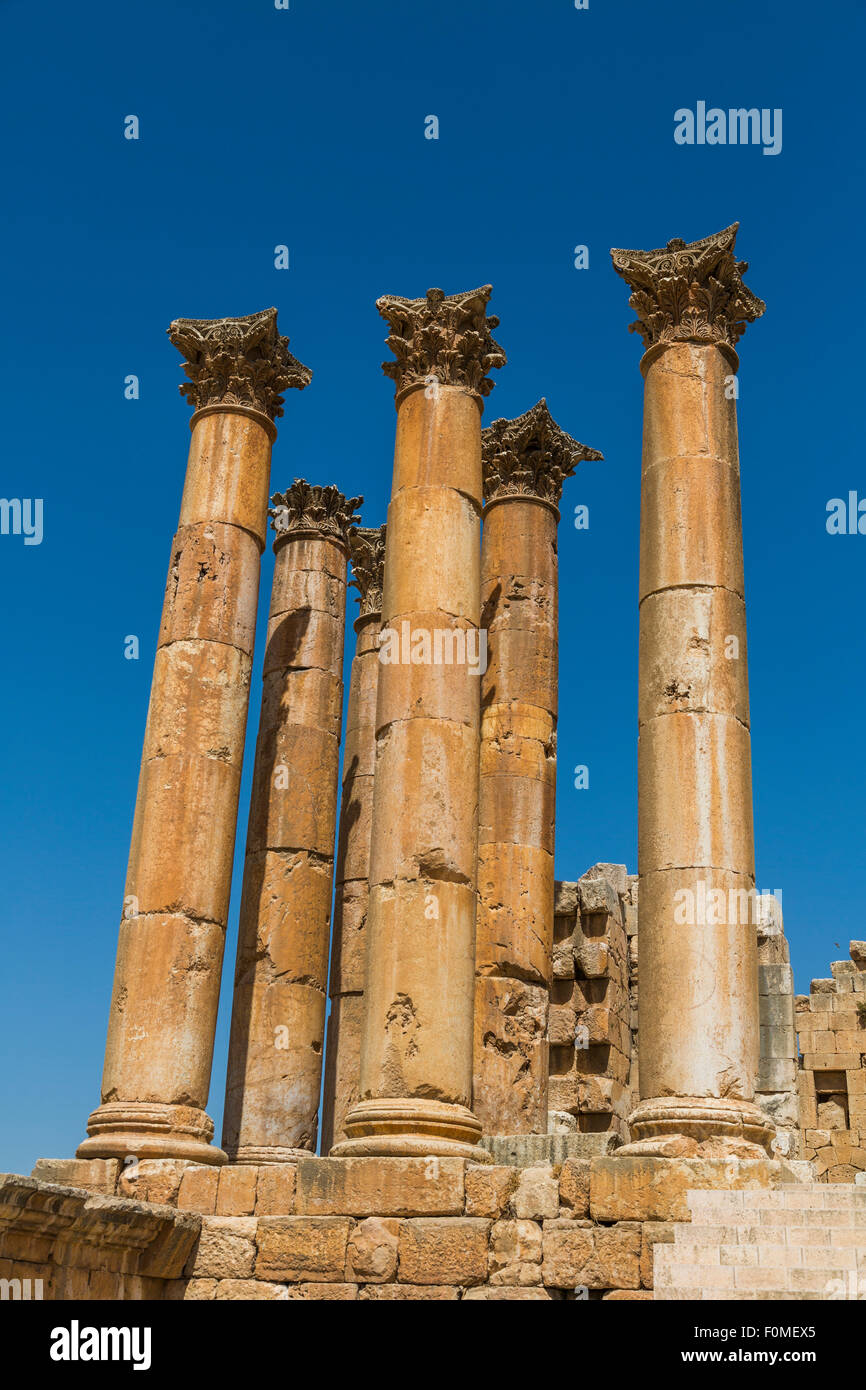 portico of Temple of Artemis, Jerash, Jordan Stock Photo