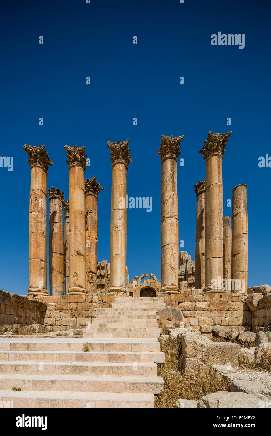 portico of Temple of Artemis, Jerash, Jordan Stock Photo