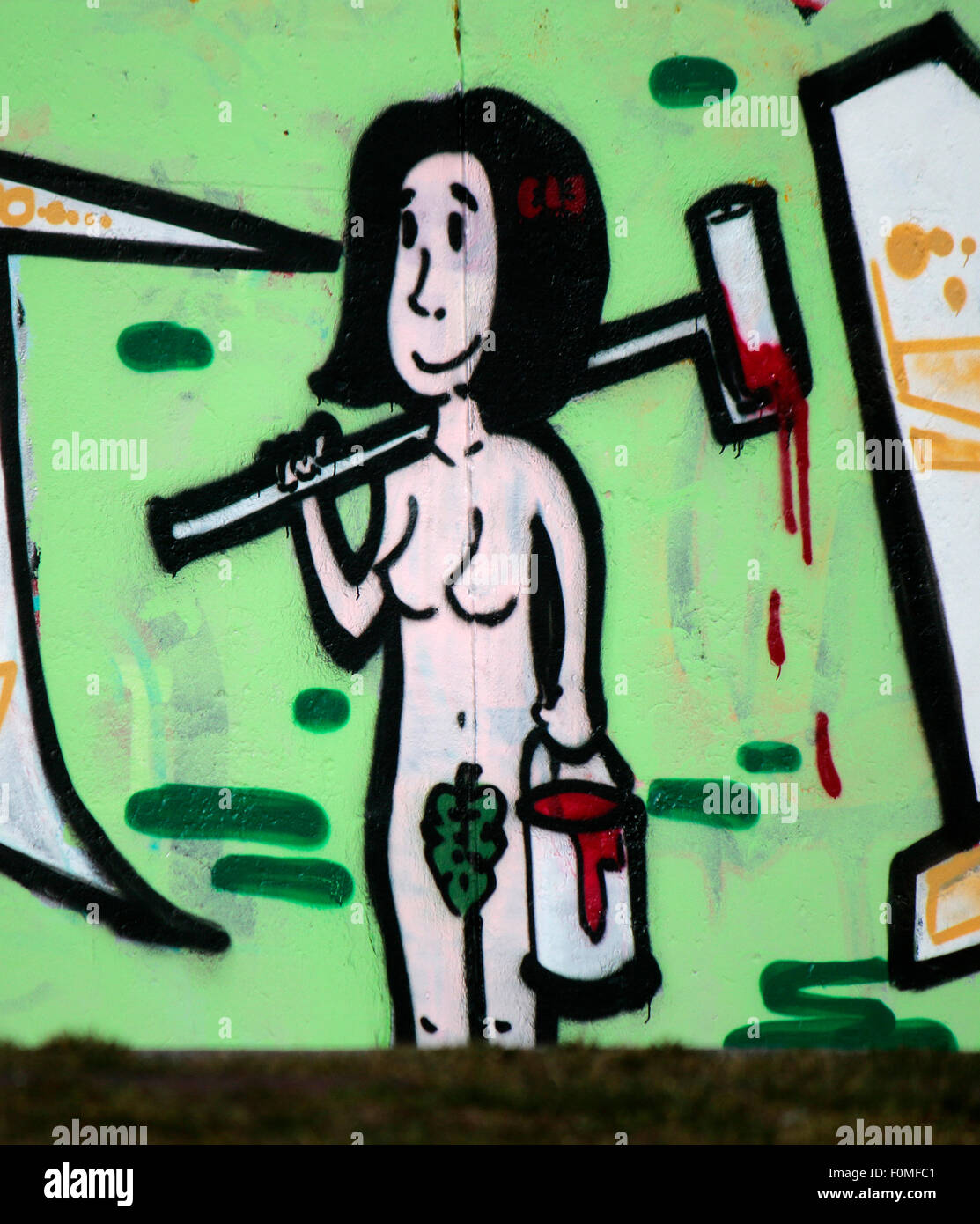 'Adam und Eva' - Graffity, East Side Gallery, Berlin. Stock Photo