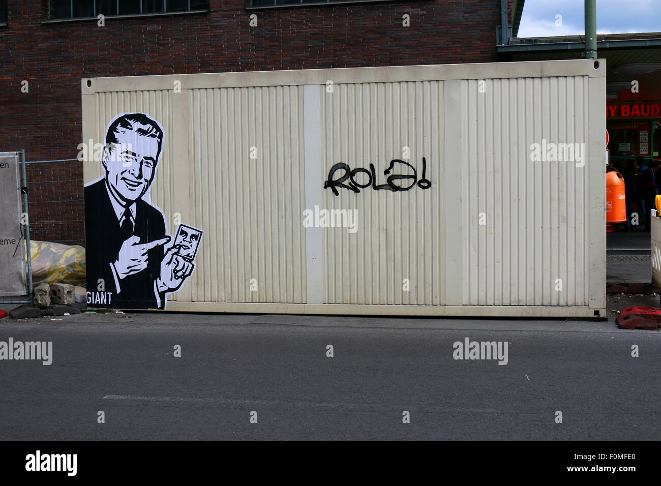 ein Graffity des Street Art Kuenstlers Shepard Fairey aus der 'Andre the Giant'-Serie, Juni 2015, Berlin-Wedding. Stock Photo