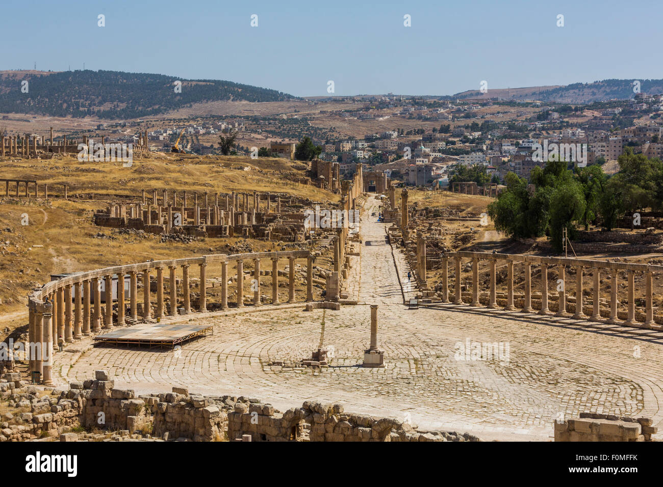 forum and Cardo Maximus, Jerash, Jordan Stock Photo