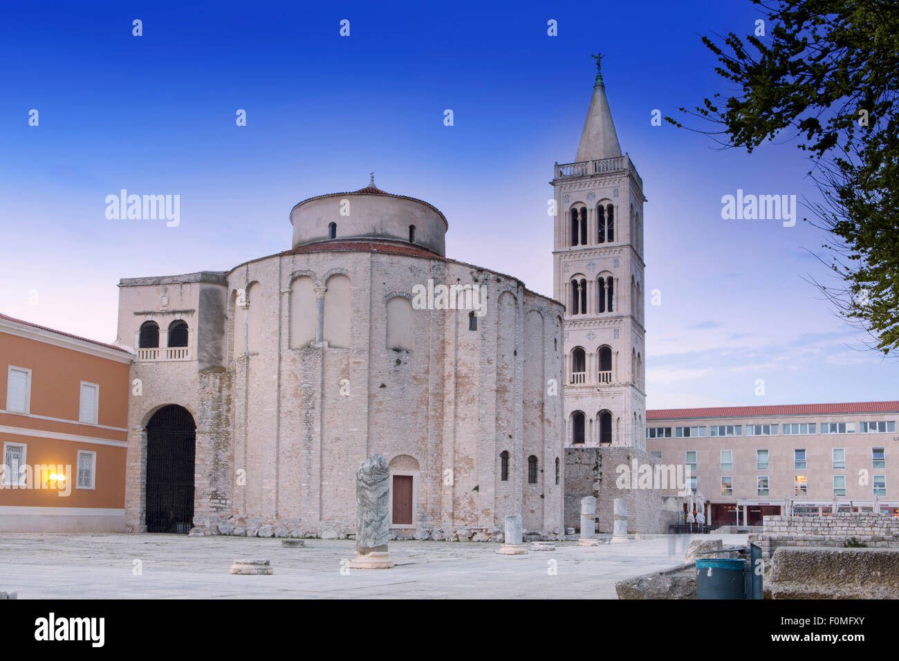 Church of St. Donatus and the spire of St. Anastasia Cathedral, Zadar, Dalmatia, Croatia Stock Photo