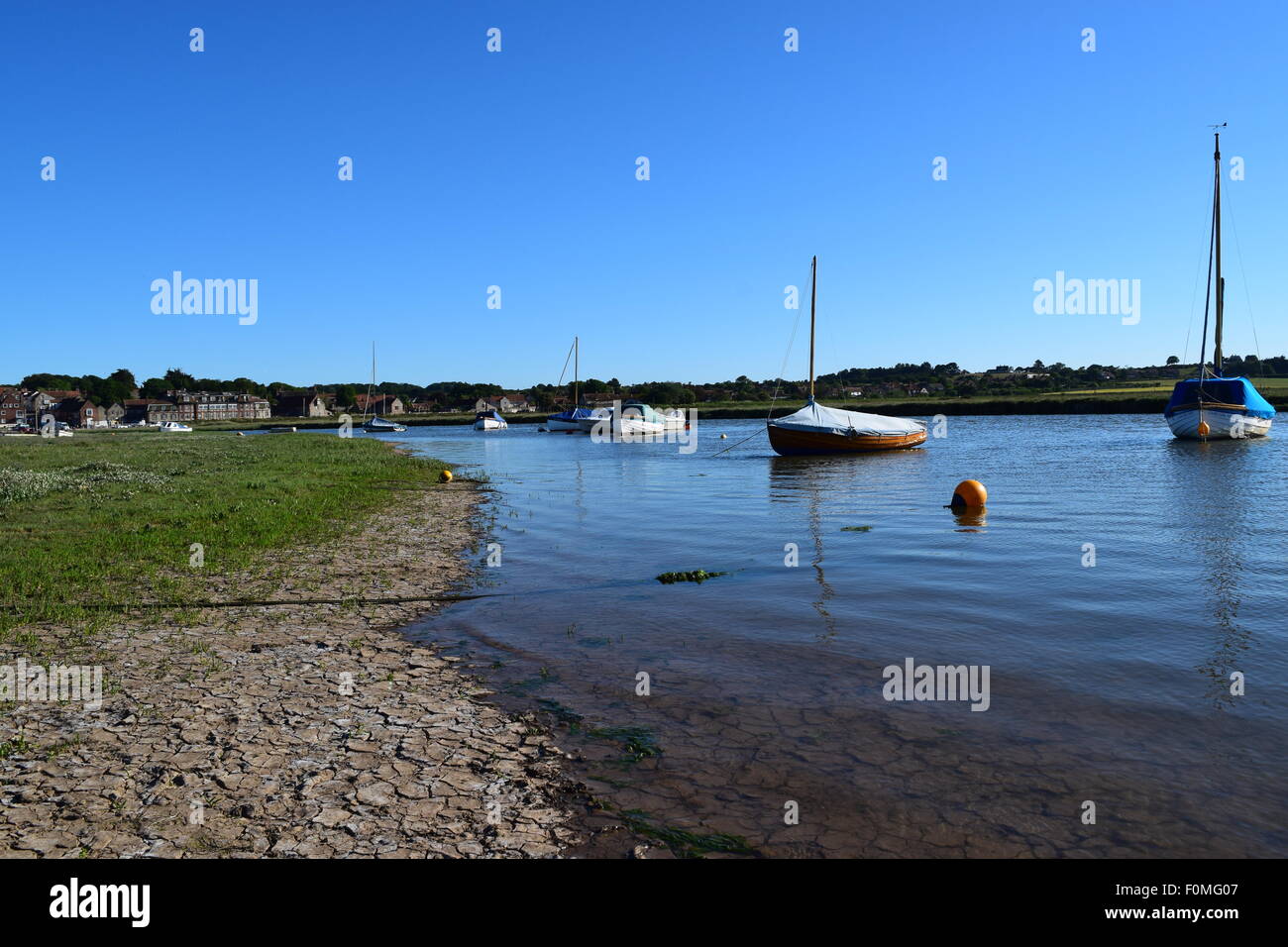 A View of Blakeney harbor at high tide. Stock Photo