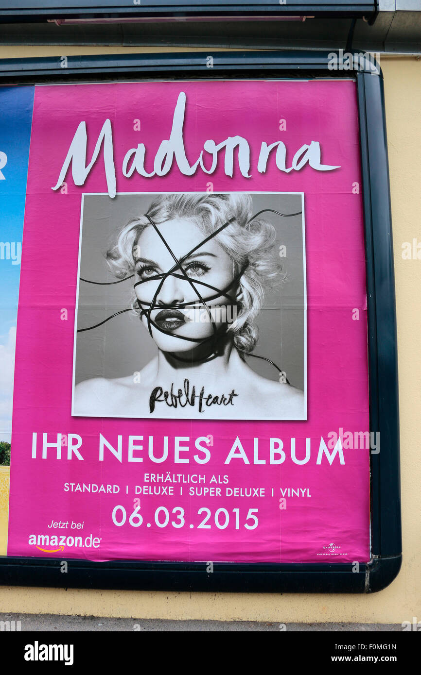 Werbeplakat fuer ein Konzert von 'Madonna', Berlin. Stock Photo