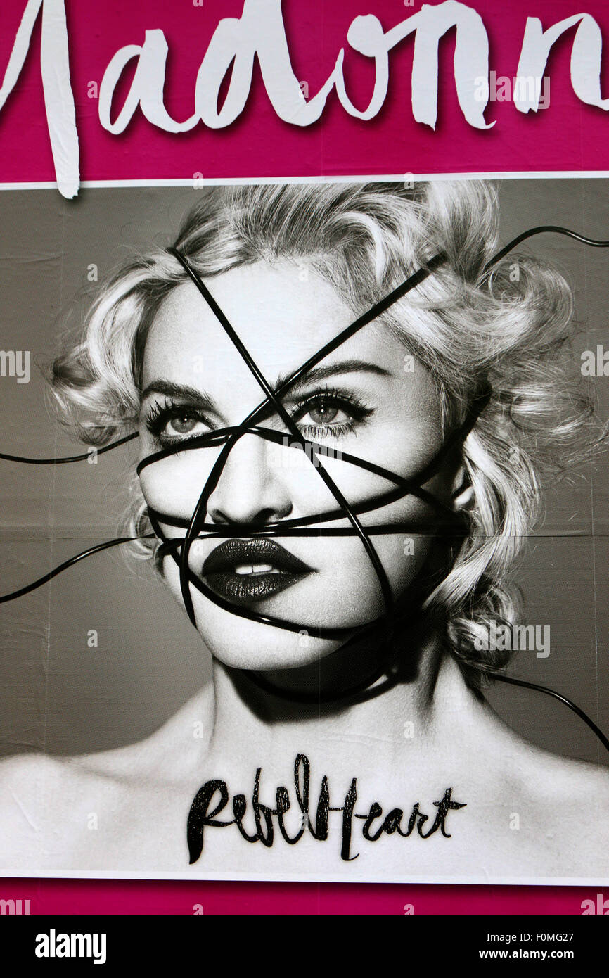 Werbeplakat fuer ein Konzert von 'Madonna', Berlin. Stock Photo
