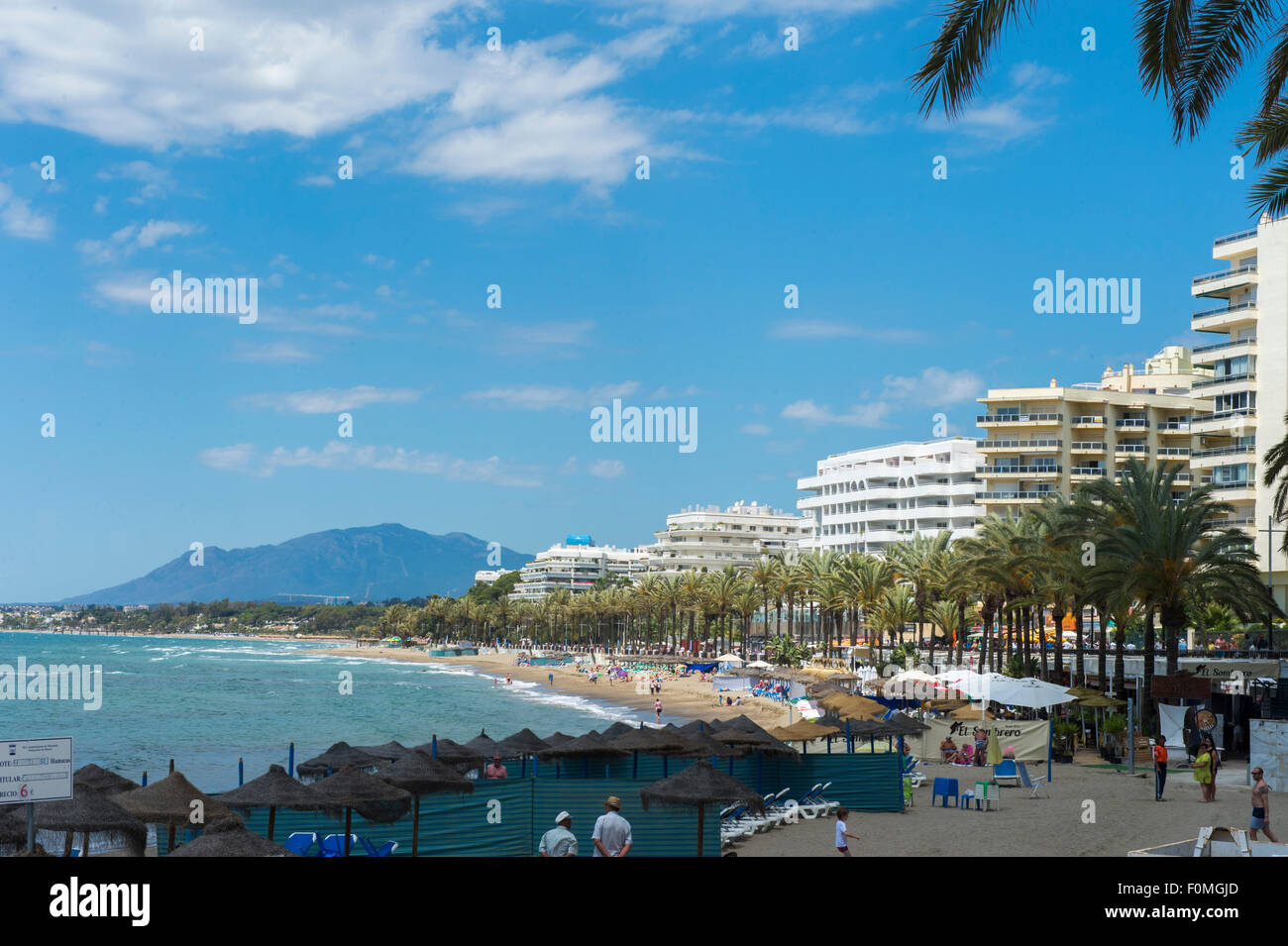Beachfront in Marbella on the Costa Del Sol in Southern Spain Stock Photo