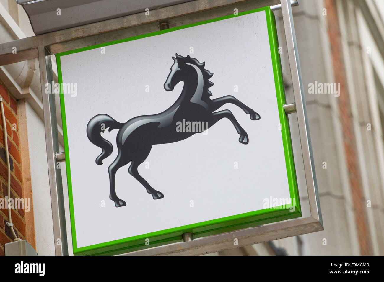 Lloyds Bank hanging sign outside a branch in Dean Stanley St, Westminster, London SW1P 3HU Stock Photo