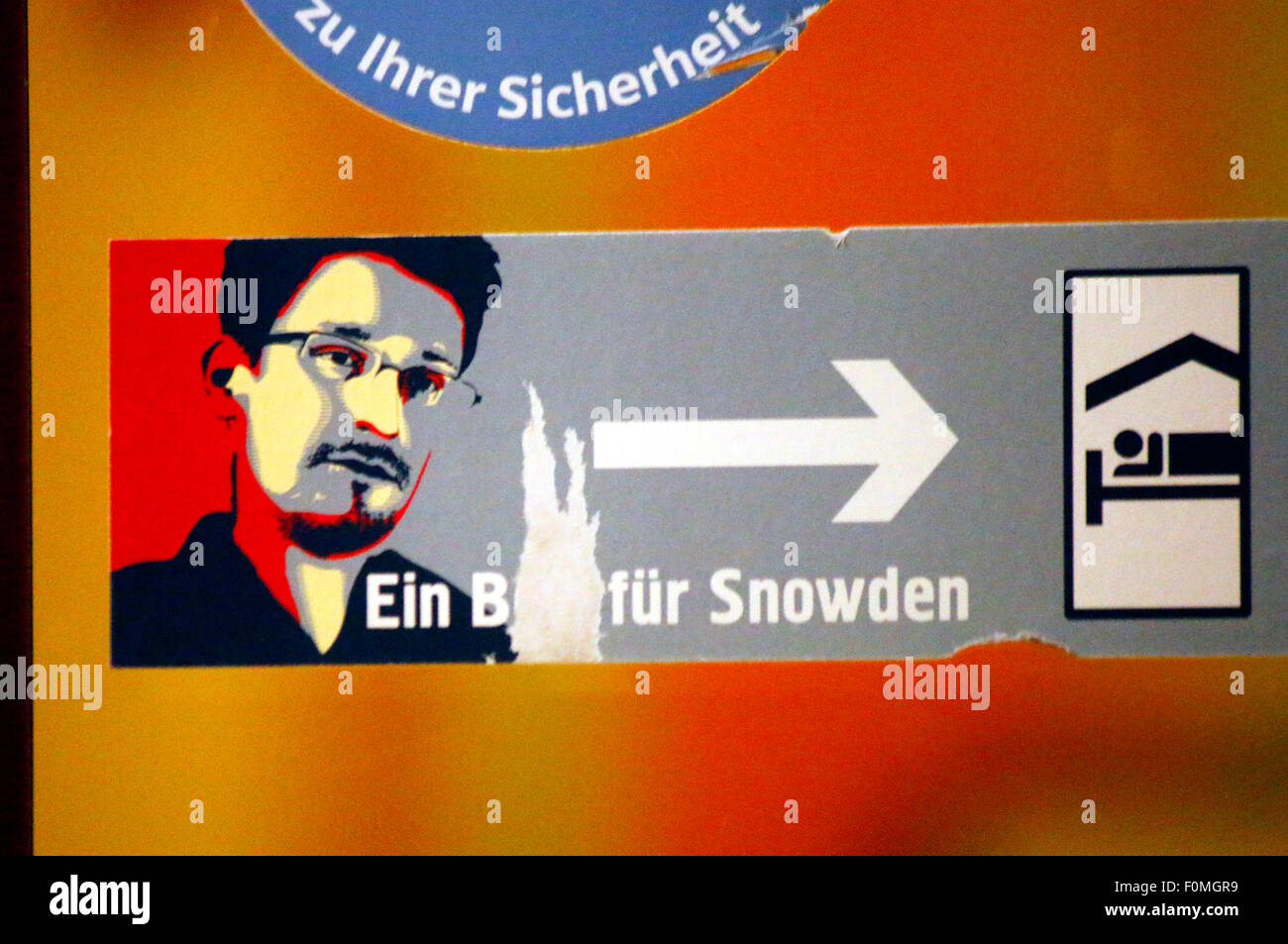 Edward Snowden-Aufkleber, Berlin. Stock Photo