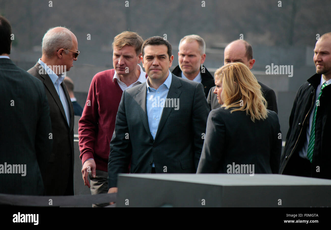 Alexis Tsipras u.a. - Besuch des griechischen Ministerpraesidenten des Holocaus Mahnmals 24. Maerz 2015, Berlin . Stock Photo
