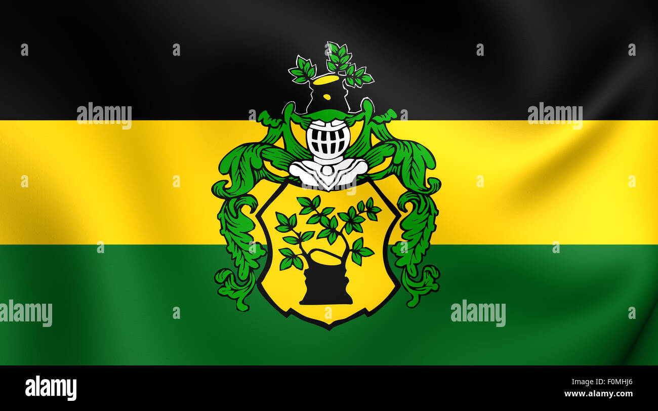 3D Flag of the Apolda, Germany. Close Up. Stock Photo