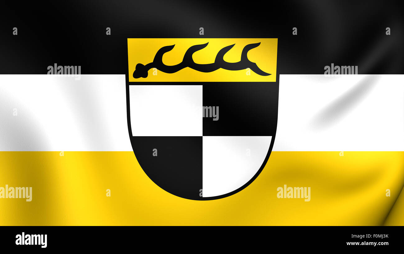 3D Flag of the Balingen, Germany. Close Up. Stock Photo
