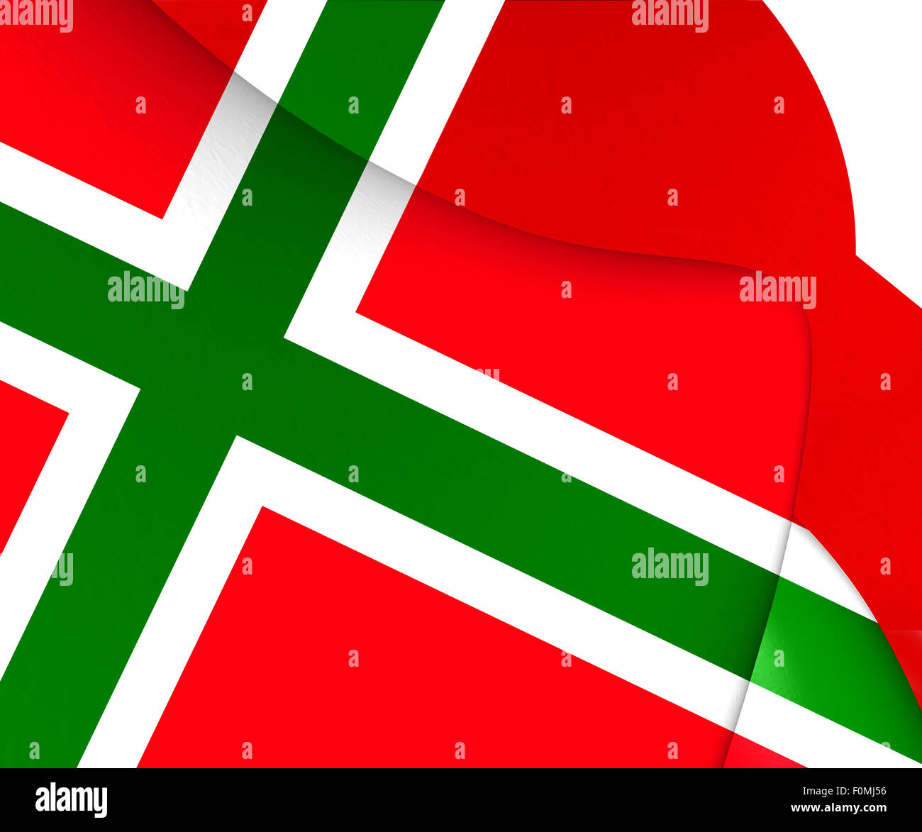 Flag of Bornholm, Denmark. Close Up. Stock Photo