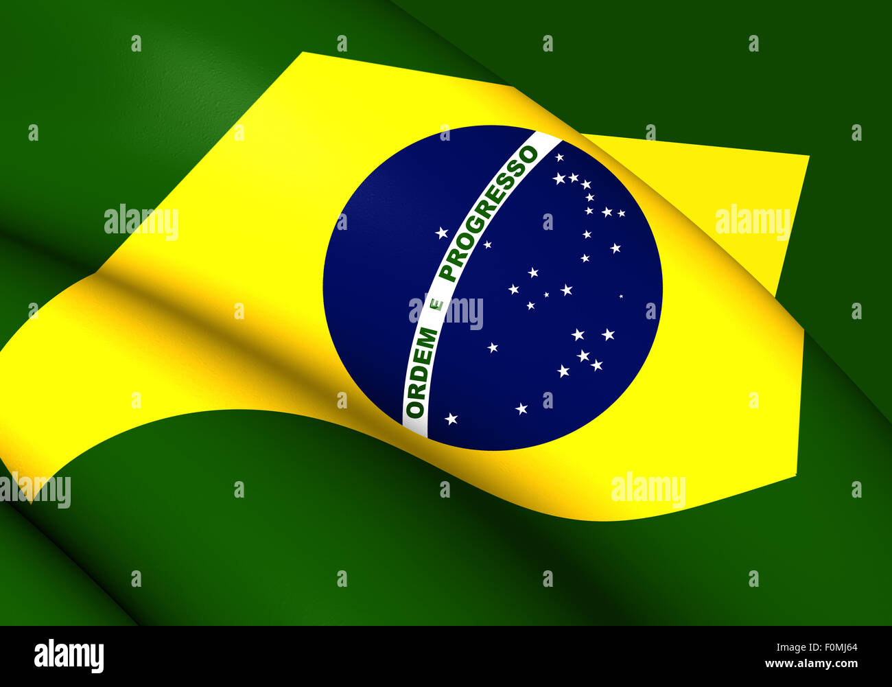 3D Flag of the Brazil. Close Up Stock Photo Alamy