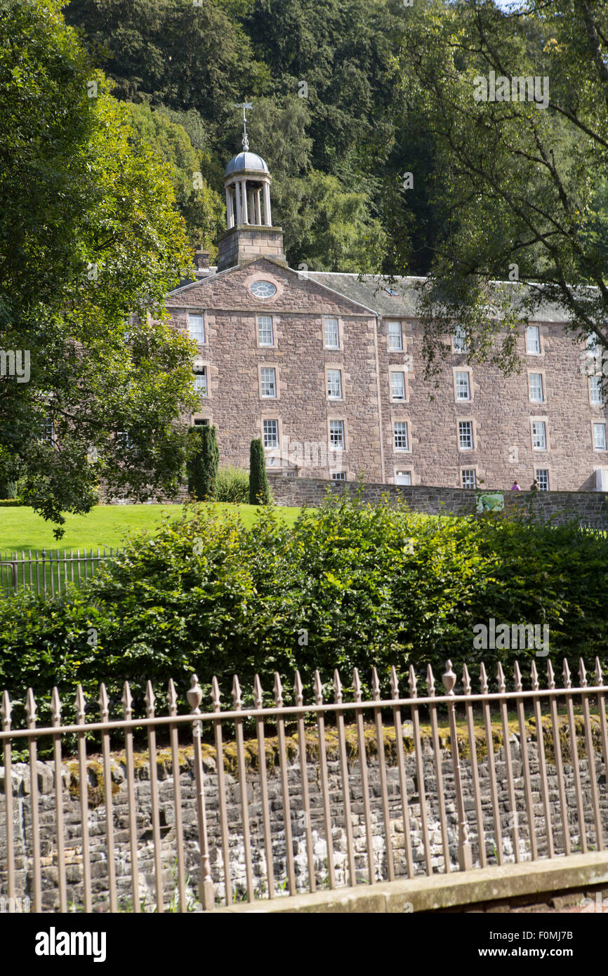 Buildings in the New Lanark World Heritage Site, a cotton mill village run on the socialist principles of Robert Owen and built in the 18th Century Stock Photo
