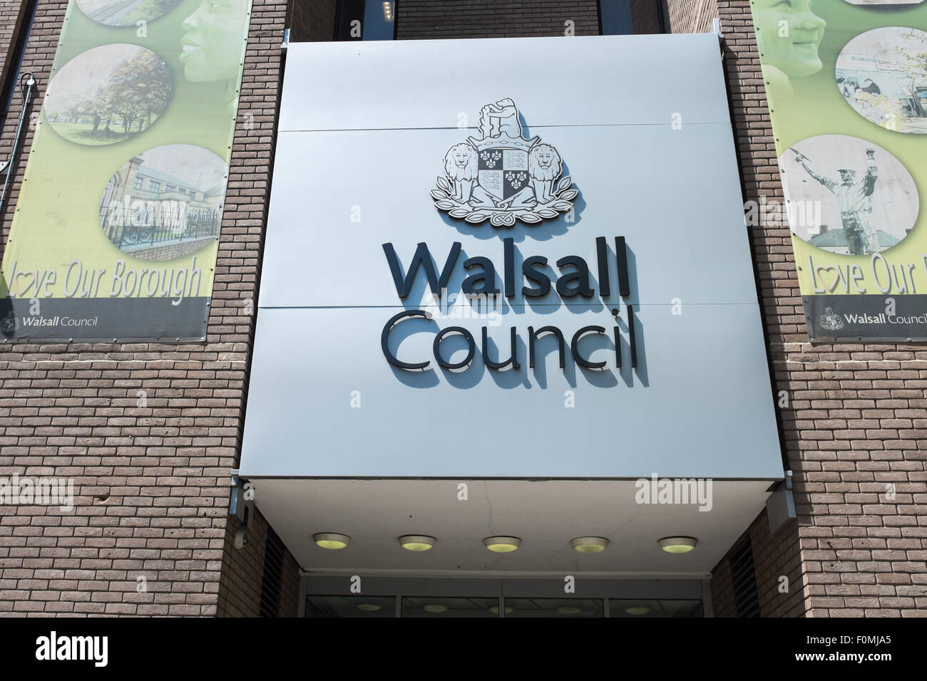 Sign above entrance to Walsall Council building Stock Photo