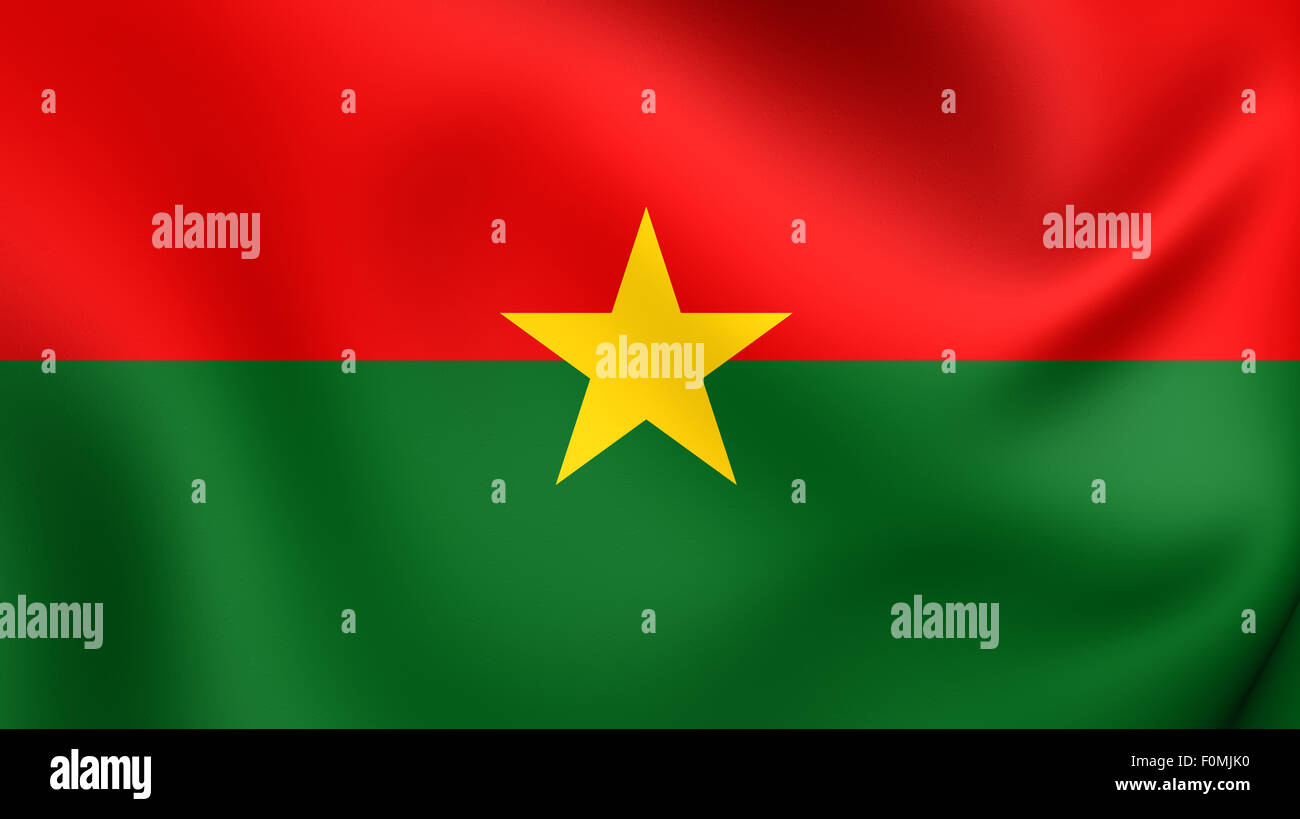 3D Flag of the Burkina Faso. Close Up. Stock Photo