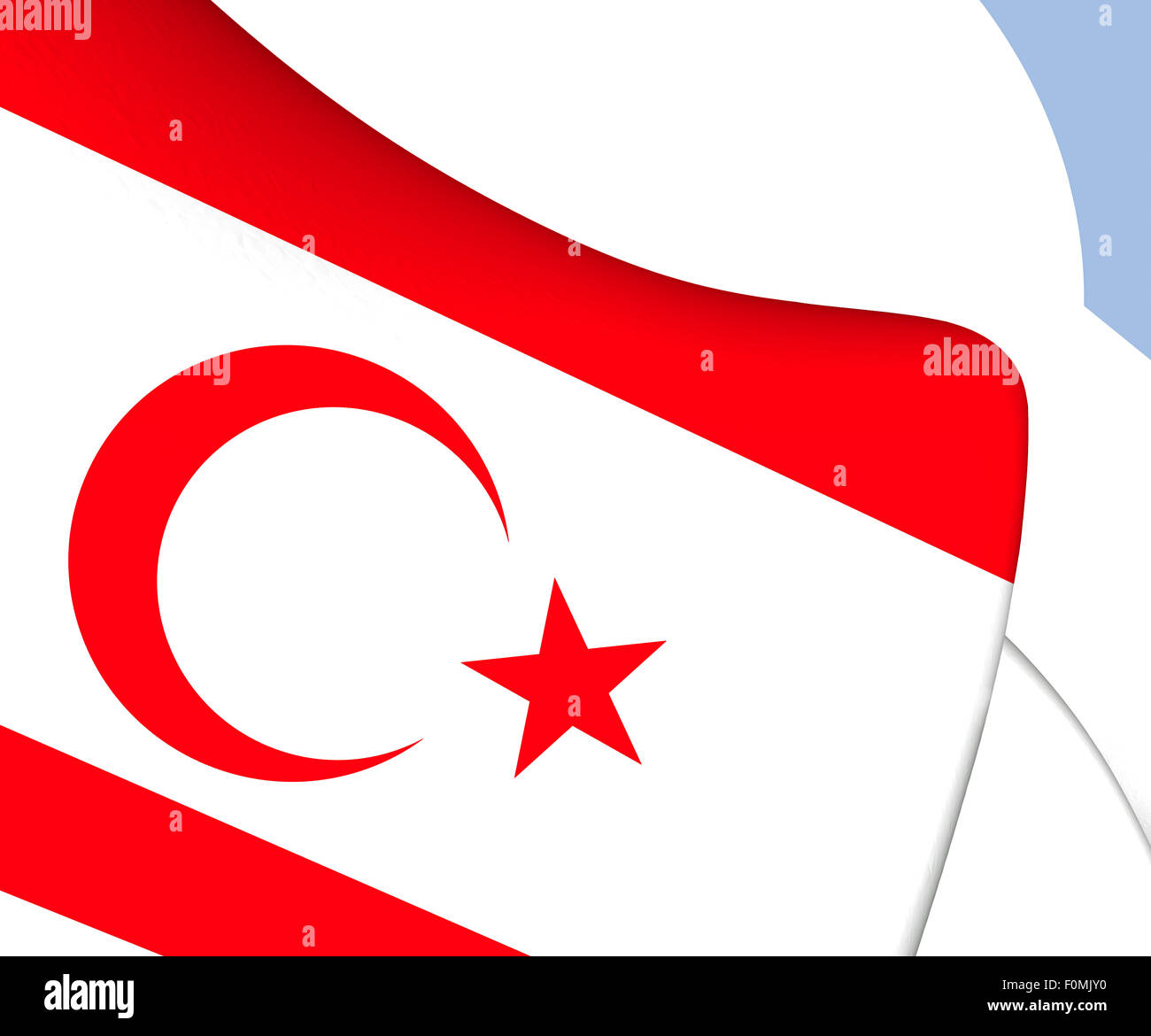 Turkish Republic of Northern Cyprus Flag. Close Up. Stock Photo